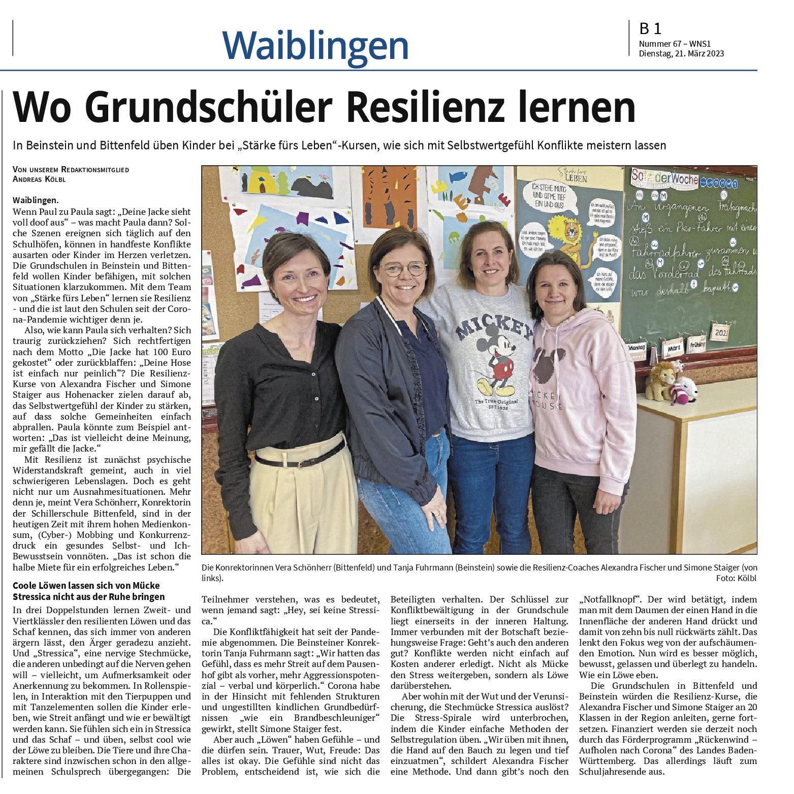 Waiblinger Kreiszeitung, 21. März 2023 Waiblinger Kreiszeitung, 21. März 2023